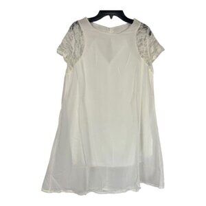 Women's White Sheer Lace Shoulders Blouse Size XL